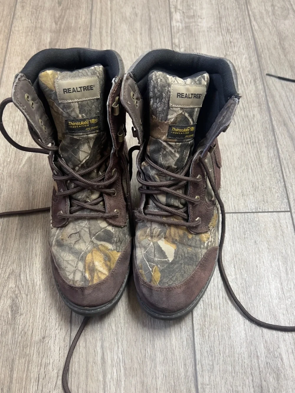 Realtree Camouflage Hunting Boots with Brown Suede Trim